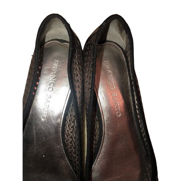 Franco Sarto Silver/Black Perforated Leather Flats Size 8.5M - Picture 5 of 11